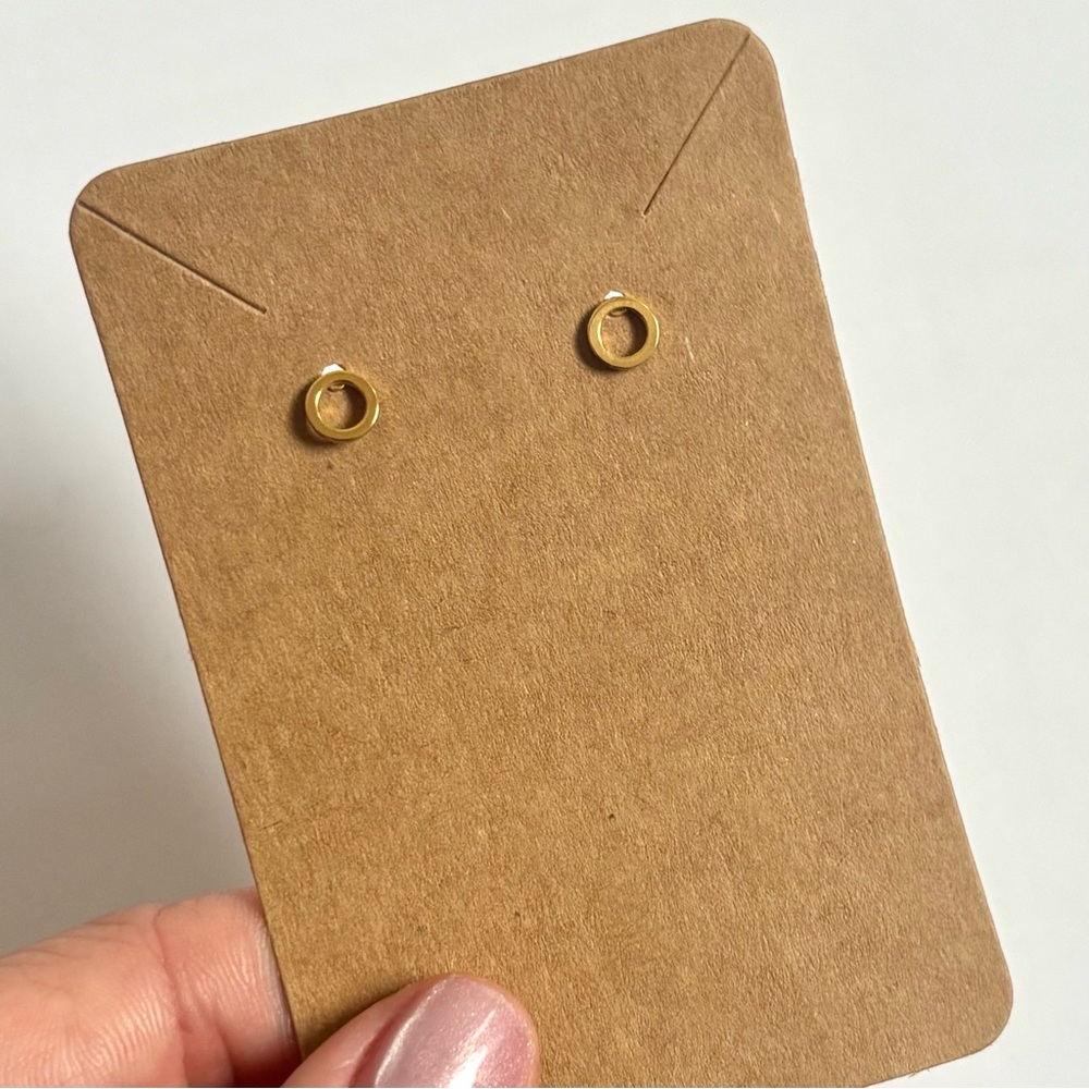 Open circle stud earrings (14k gold-plated stainless steel)